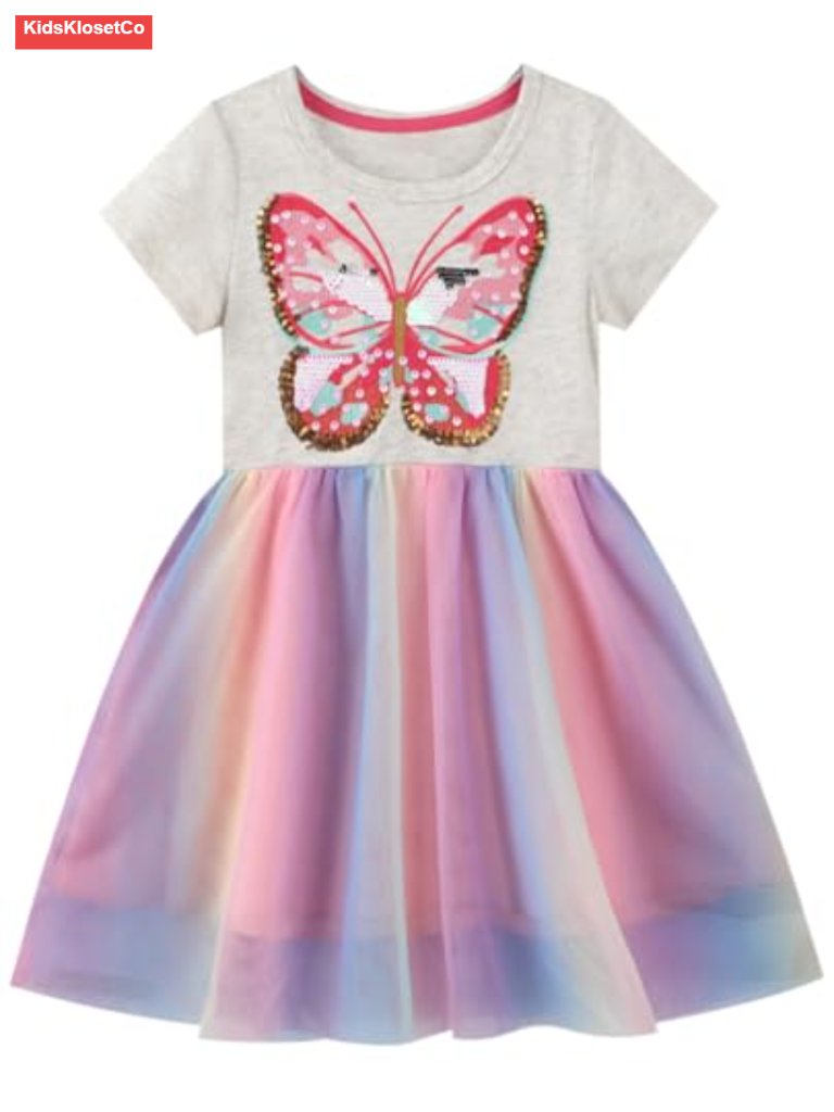 Toddler Girl Cotton Casual Dress Cute Cartoon Appliques Short Sleeve